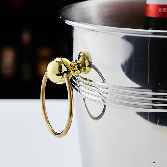Stainless Steel Ice Bucket for Wine Champagne 2/5L Heavy-Duty Insulated Wine Cooler for Bars Hotels Parties Rust-Proof Thickened Barrel
