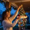 Holiday Party Supplies Lighted Christmas Ceiling Hanging Decor, Pre-Lit Tree Bell Pendant with Decorative Lights Warm LED, Porch Doorway Ornament,