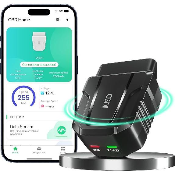 OBD2 Сканер-Ридер Bluetooth Беспроводной Инструмент Диагностики Автомобиля для iOS и Android для Теста Производительности Bluetooth 5.4 Проверка Двигателя Автомобиля Коды Автомобиля