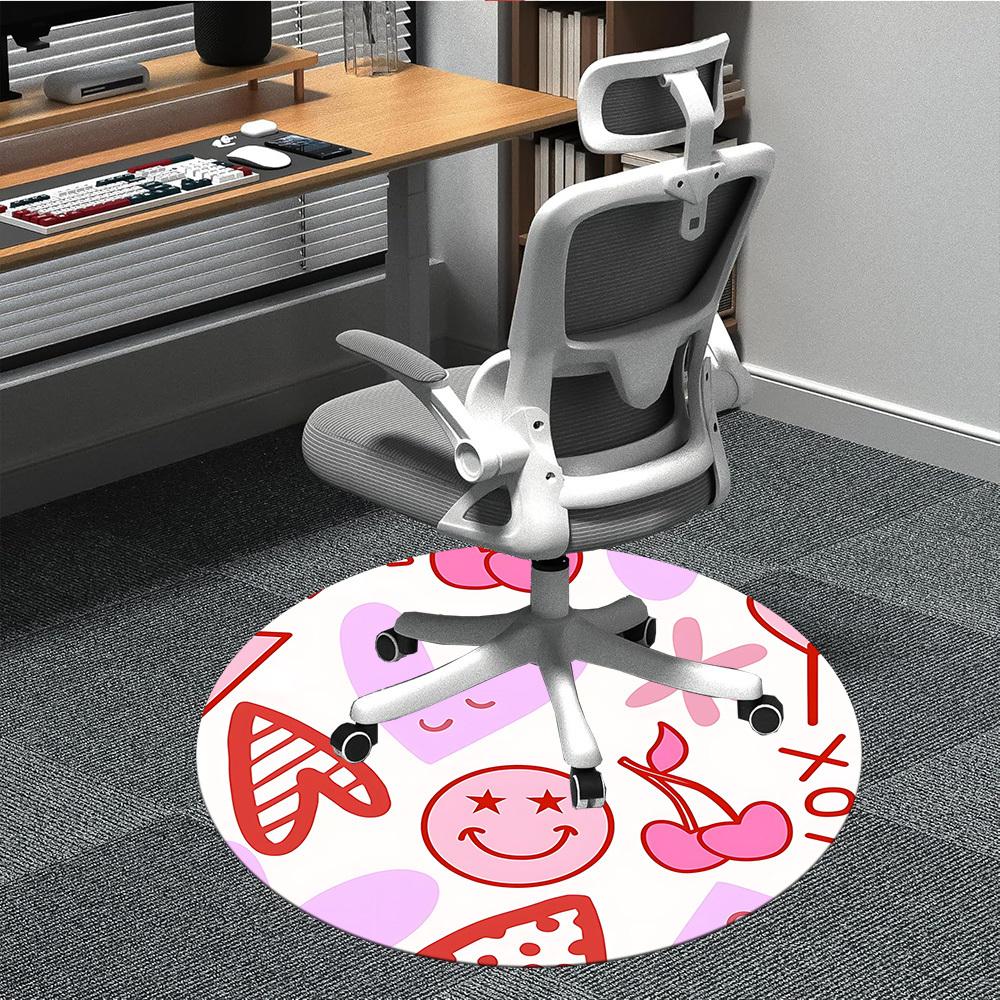 1pc Cherries Hearts Office Round Rug, Non-slip, Soft and Durable Office Rug for Interior Decoration, Perfect for Office, Beautiful Decoration yy260323