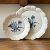 Flat Plate Ceramic Middle French Style Elegant Blue Flower Dessert Plate Tableware Set Vintage Bouquet Ceramic Dinner Plate