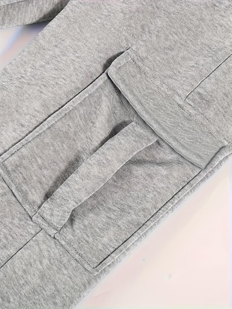 Men's Trendy Solid Cargo Pants Multi Pockets Casual Slightly Stretch Breathable Warm Joggers Pants