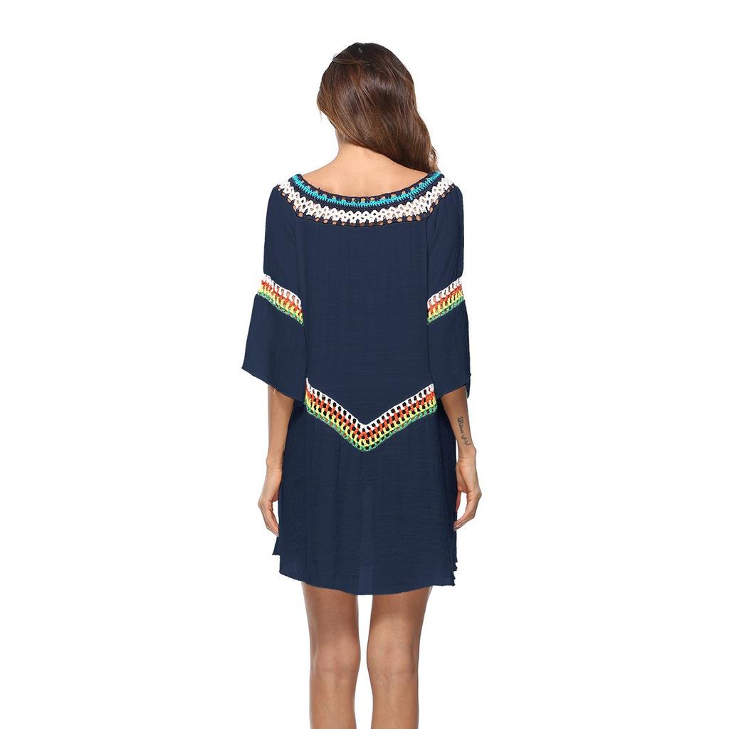 Summer Women's Beach Bikini Cover-up Hand Crochet Flower Ethnic Sunwear