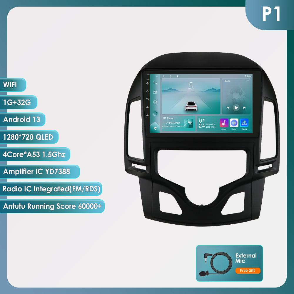 Hizpo Carplay 4G Cam Android 13 Автомобильное радио для Hyundai I30 2006 - 2011 Руководство Мультимедиа Видео Плеер GPS 2din Авторадио Интеллектуальный Экран RDS