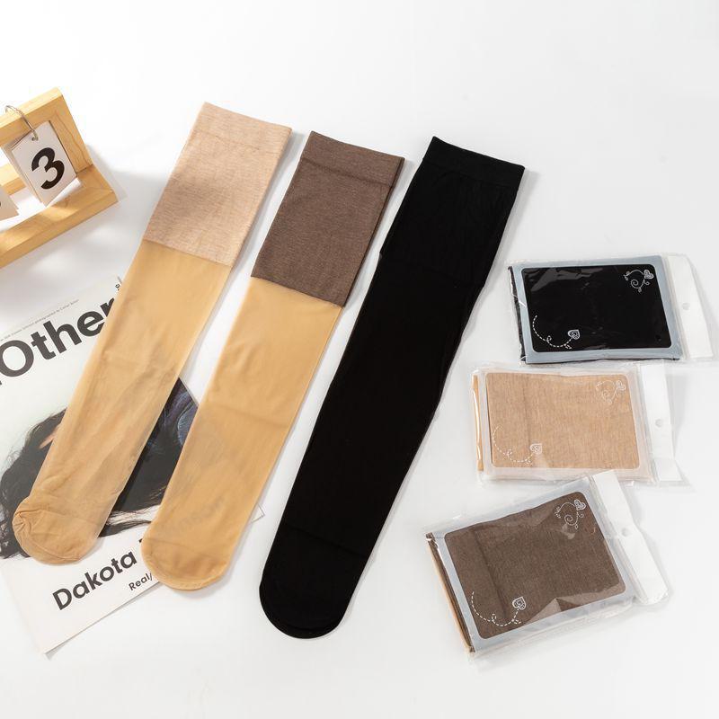 Женские нескользящие шелковые чулки выше колена для холодных ног