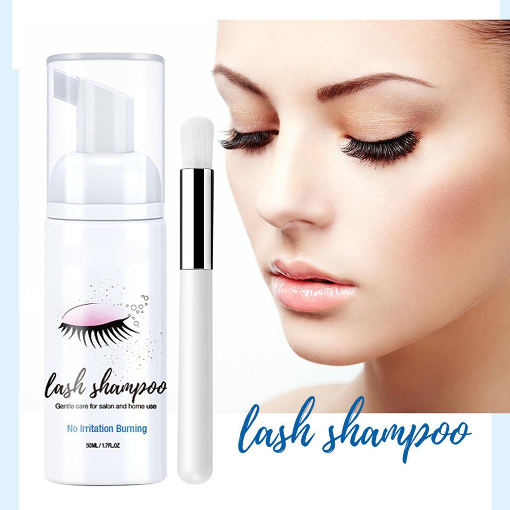 50ml Eyelash Clner Eyelashes Extension Shampoo Brush Foam Lash Clner for Extensions & Natural Lashes Wash Makeup Remover Salon Home Use