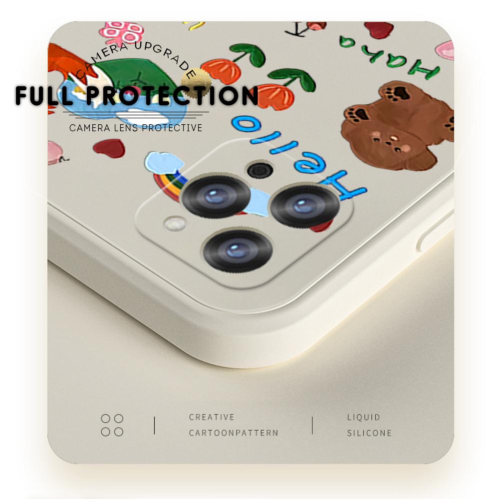 Чехол для телефона с мультяшным красочным узором, квадратный, жидкий, силикон, TPU, полное покрытие камеры, противоударный защитный чехол для Xiaomi Redmi iPhone