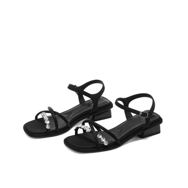 Celebrity style silver high-heeled sandals women's 2025 new rhinestones with high heels, summer wear open-toed Roman shoes