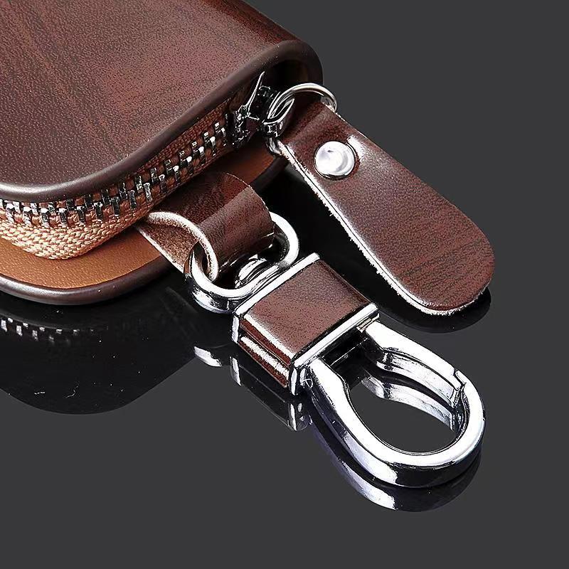 CSF1 Leather Car Key Case Wood Grain Car Key Cover Key Wallet for Mercedes Benz New B/C/E Class A Class C200L GLC GLK New CLA GLA