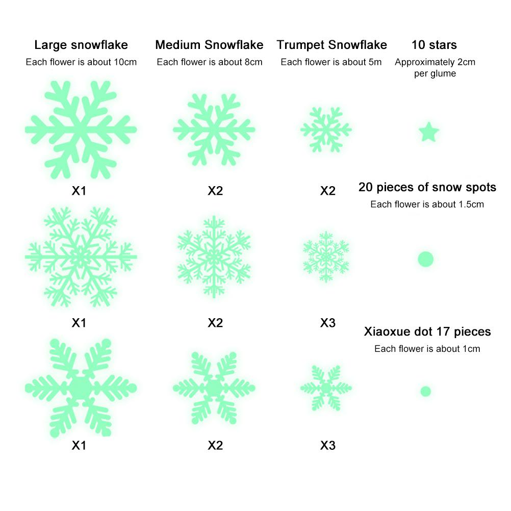 In The Dark Christmas Snowflake Sticker Xmas Self Adhesive PVC Wall Decals Stickers Luminous