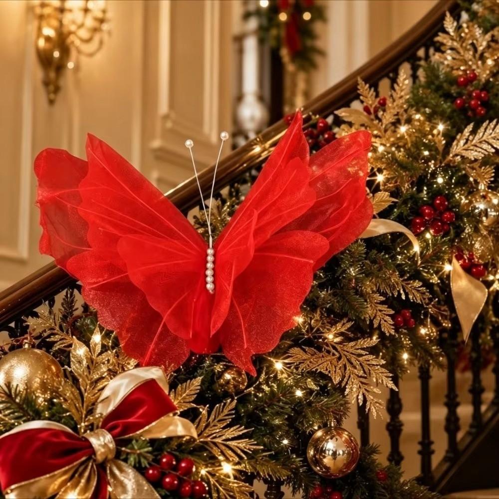 Large-Sized Christmas Simulated Butterflies Red Butterfly Decorations Living Room Decoration