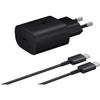 Chargeur USB C Samsung 25 W - Rapide Avec Câble De Chargeur USB C 1 M - PD3.0&PPS - Noir