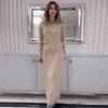 2024 Autumn Women's Solid Color Round Neck Knitted Top & Elegant Skirt Set