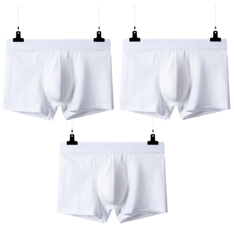 3 шт., белые хлопковые мужские боксеры, шорты, нижнее белье, трусики для мальчиков, мужские трусы, нижнее белье, большие размеры
