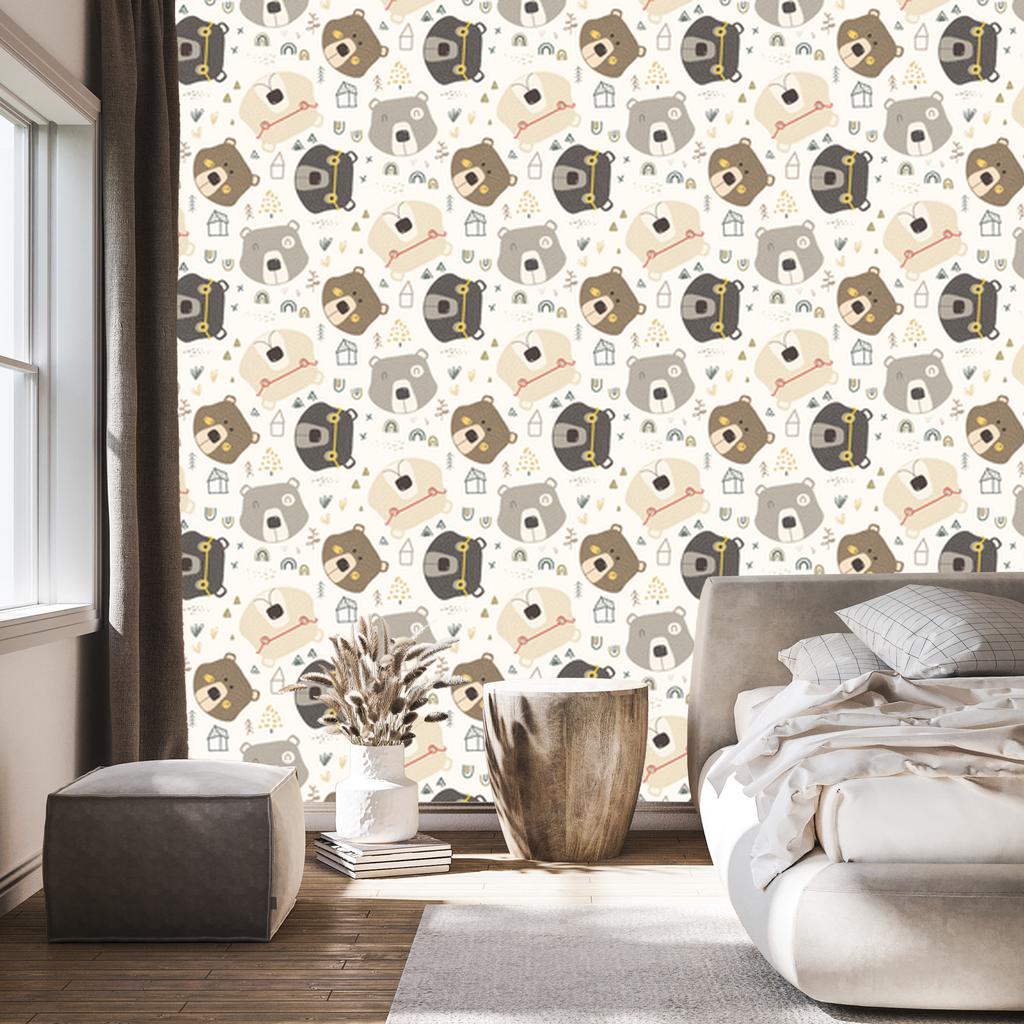 Cheerful Teddy Bears Wallpaper for Living Room and Bedroom 50x1000