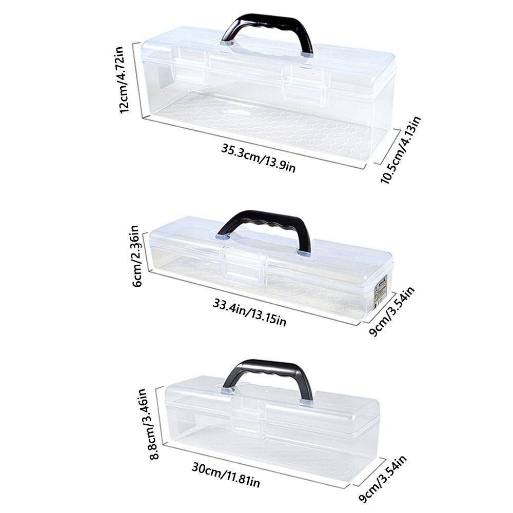 Clear Clear Storage Box with Handle Marker Pen Storage Holder Painting Brush Case Art Students