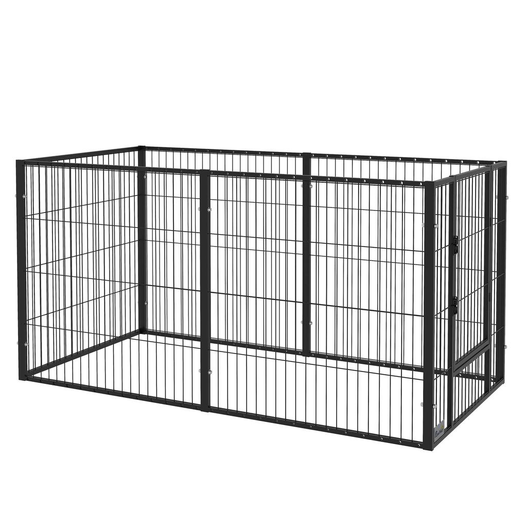 Adjustable 6 Panel Dog Park Metal Pet Fence With Steel Frame 82.5 150x79x81 Cm Black