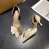 Fashion Women's Fashion Single Shoes Spring New Pointed Head Shallow Mouth Butterfly Knot Collocation Color Slip-on High-heeled Shoes