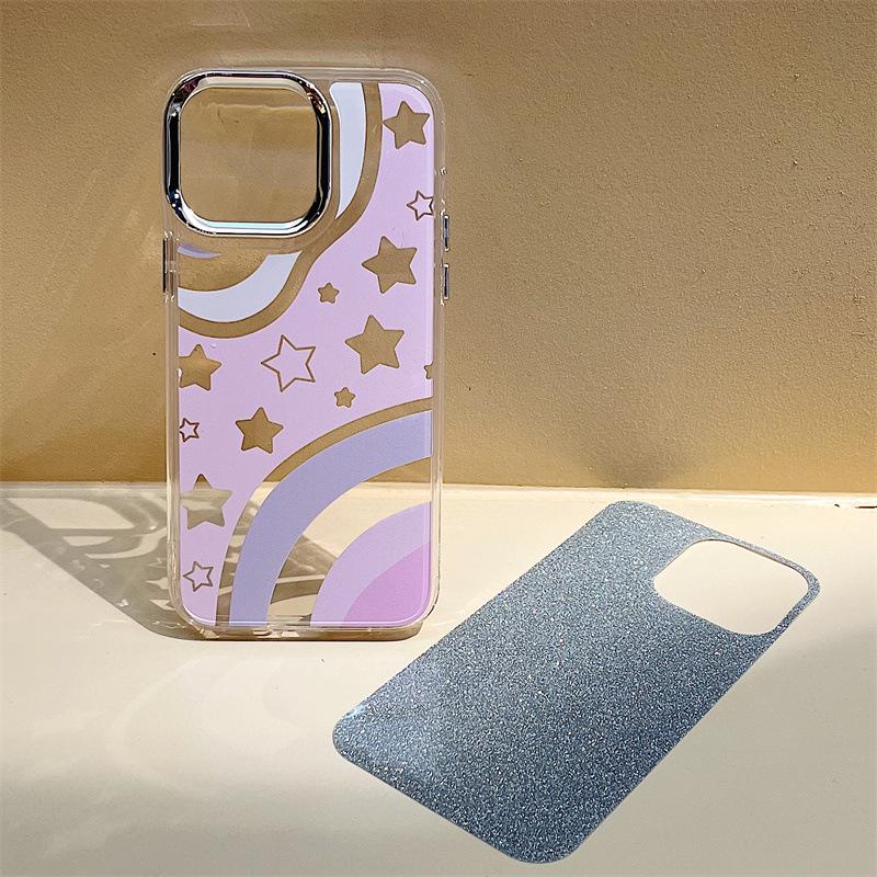 Zhitai iPhone 15 Pro Case: Three-in-One Acrylic Protective Cover with Bracelet and Glitter Paper, Compatible with iPhone 12, 13, 14.