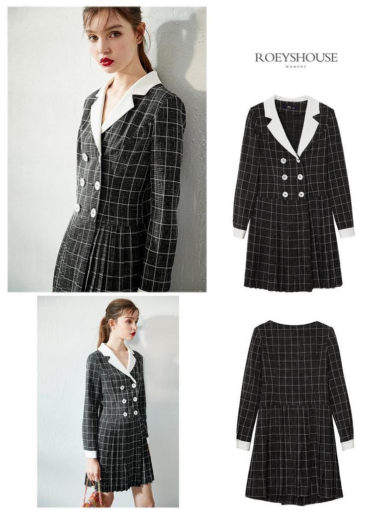 Plaid Yarn-Dyed Stretch Polyester Fabric for Women's Spring/Autumn Suits, Shirts, and Dresses.