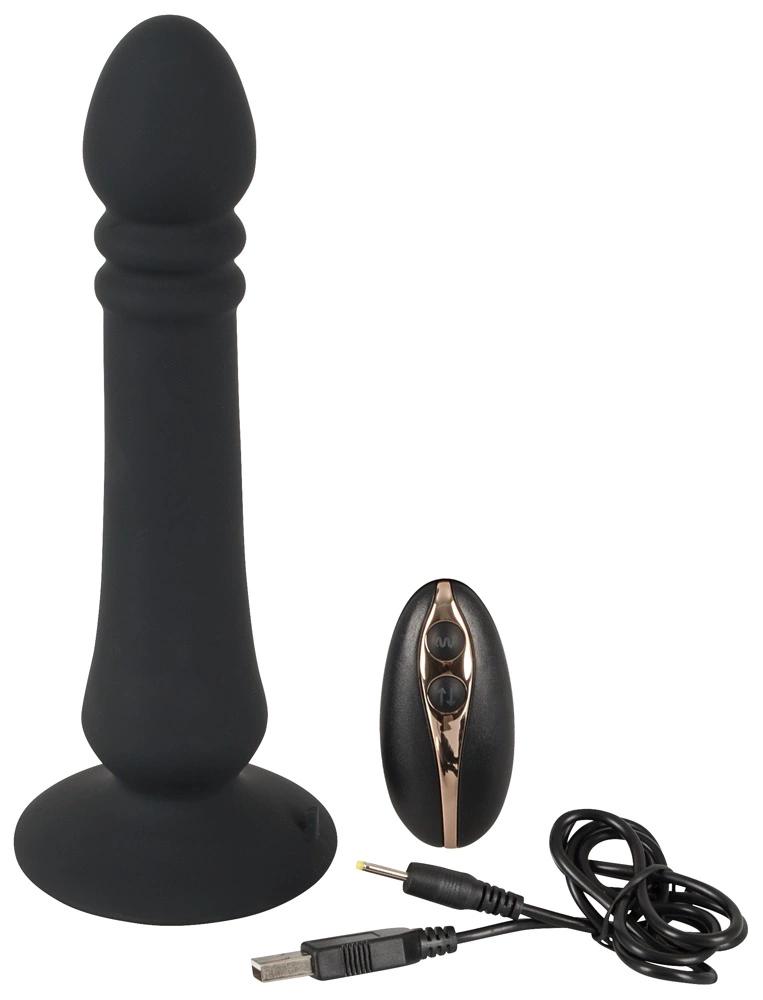 Black Velvets - Anal Vibrator with Suction Cup and Remote Control 20 cm Black
