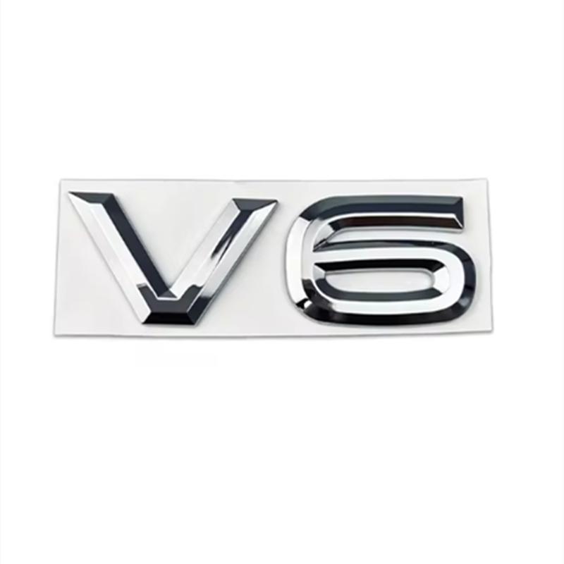 ABS V6 Logo Car Front Grille Badge Rear Trunk Emblem Side Sticker for VW Passat Phaeton CC R32 R36 Touareg Teramont BAH1