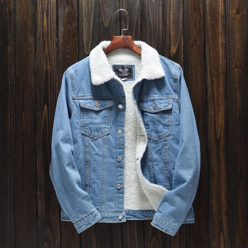 Men Autumn Winter Denim Upset Jacket Vintage Long Sleeve Loose Jeans Coat