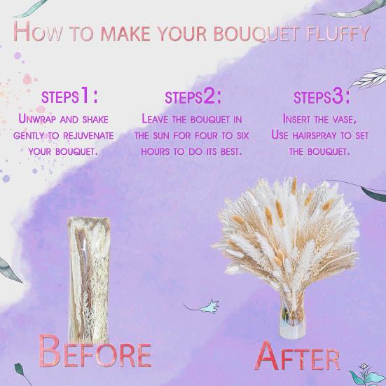 Букет из сушеных пампасов, 95 шт., реалистичный, создающий романтическую атмосферу, экологически чистый, красивый, букет из сушеных цветочных композиций в стиле бохо, букет из пампасной травы