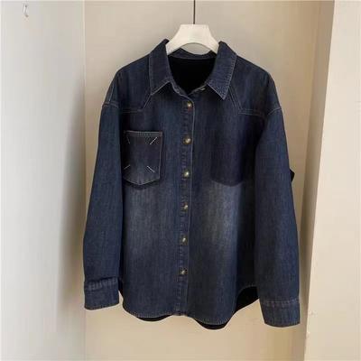 Женская джинсовая куртка Зимняя утепленная теплая рубашка Двухслойная винтажная утепленная теплая куртка