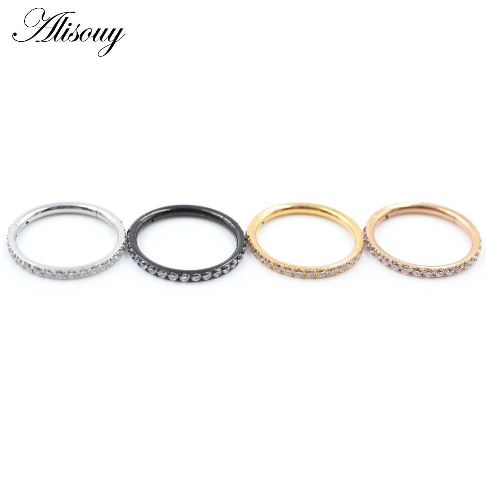 Alisouy 1 шт., хирургическая сталь, циркон, обруч для ушей, серьги на козелок, спираль, хрящ, серьга, кольцо-кликер, кольцо в носу, ювелирные изделия для пирсинга