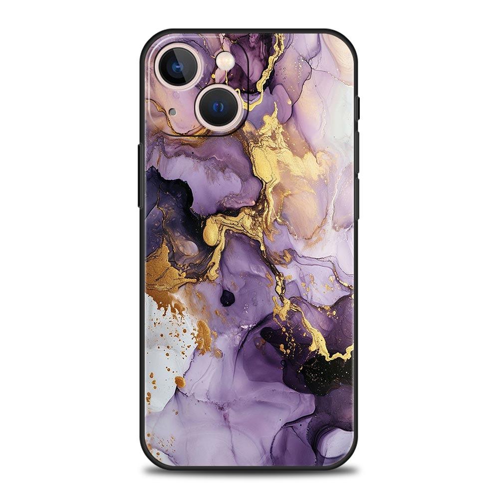 Marble Phone Case For iPhone 17 16 15 Pro Max 11 12 13 14 7 8 Plus SE 2020 X XR XS Cover Soft Black