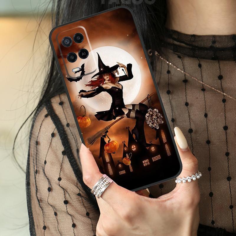 Чехол-ужастик Лунная Ведьма на Хэллоуин Для Oppo A5 Pro A15 A17 A57 A77 A18 A38 A58 A78 A98 A94 A74 A54 A40 A60 A80 A96 A76 A16