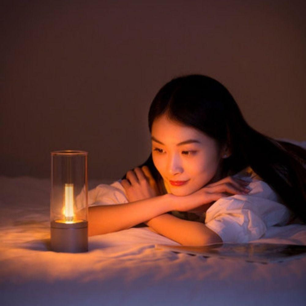 Stepless Dimming Candle Lamp 1800K Warm Light Breathing Light Effect Candela Lamp Rotatable Design Type C Rechargeable