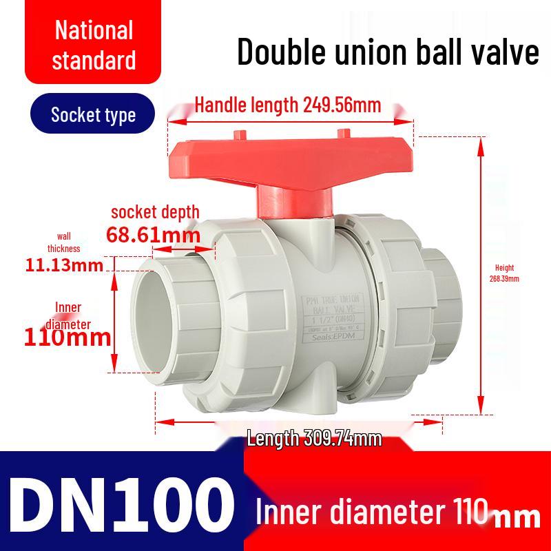 Rongsheng PPH High-Temperature Resistant Double Union Ball Valve, Hot Melt Socket PPR Water Valve DN25 DN50.