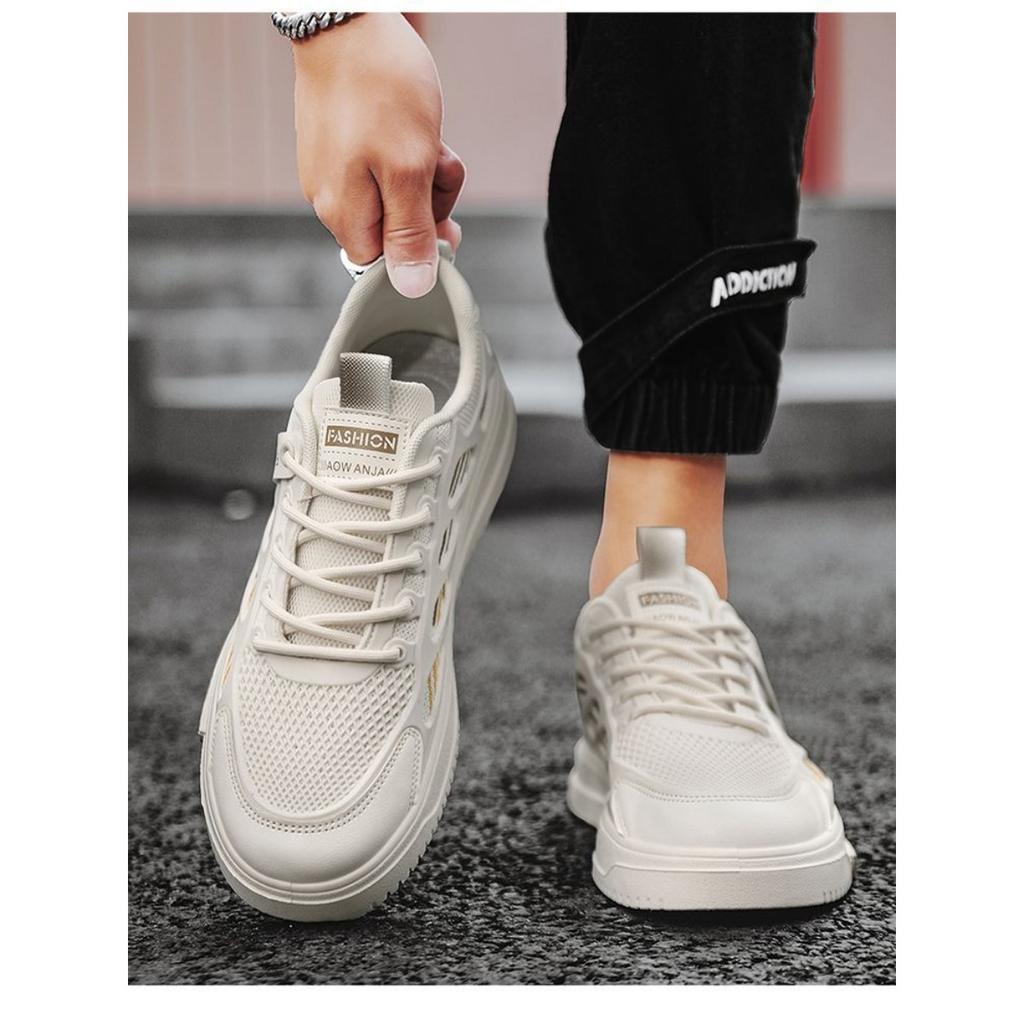 Breathable Mesh Shoes Men's Trend Versatile White Shoes Sports and Leisure Board Shoes Trendy Shoes