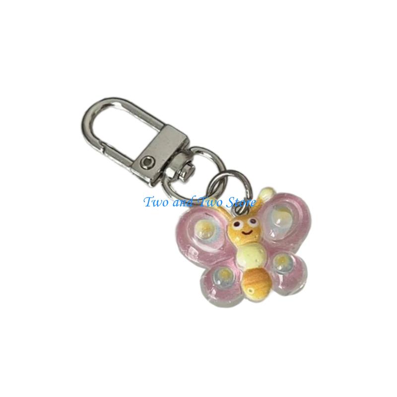 HX6F Smiling Butterfly Keychain Resin Bag Charm for Teens Friend Gifts