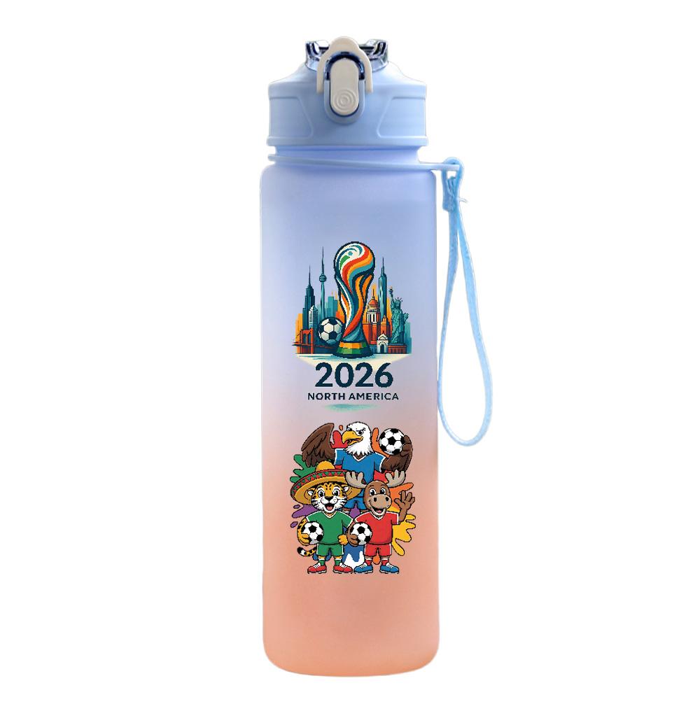 Кубок мира по футболу FIFA 2026 Водяная кружка Большая емкость Уличная портативная бутылка для питья с веревкой Подарок для мальчиков и девочек Бутылка для воды для фанатов футбола