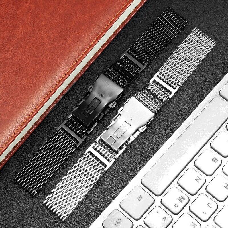Solid Stainless Steel Watchband 20mm 22mm 24mm Silver Black Strap Replacement Metal Strap for Men's Watch Accessories