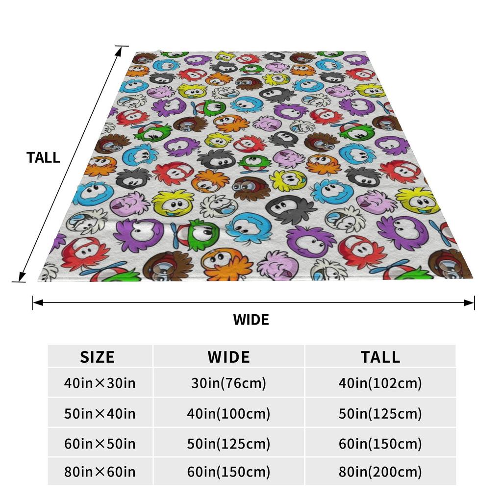New Style Puffles Pattern Club Penguin Knitted Blankets Fleece Super Warm Throw Blankets for Car Sofa Couch Bedspread