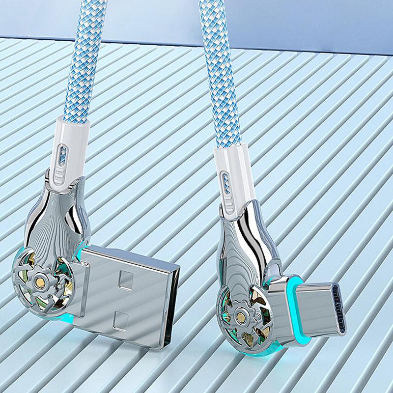 VAORLO Вращение на 180°, зарядный кабель Type-C, Super Chager, USB к Type-C, вращение с двумя портами для Xiaomi Huawei, нейлоновая линия Super Charge