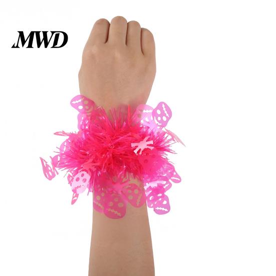 Lightweight PET Wristband for Dancing Halloween Wrist Cuff, Soft Fluffy Bracelet with Fluorescent Ghost Pumpkin Skull Creative Gift Children