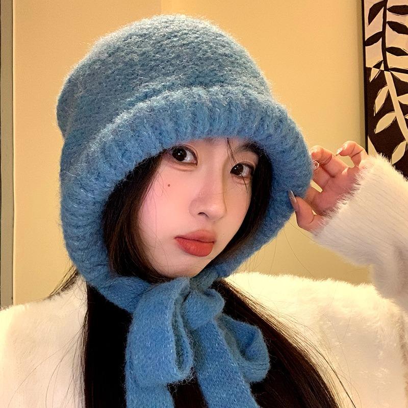 Женская зимняя балаклава, универсальная, ветрозащитная, с защитой ушей, шерстяная шапка, утолщенная, теплая, вязаная