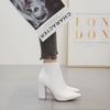 Women Mid Calf White Point Toe Boots High Heels Pointed Toe Killer Booties Women's Boots White 8996