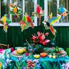 6 Pcs Tropical Birds Honeycombs, Parrot Honeycomb Decorations, Parrot Paper Cutouts Hanging Decorations for Summer, Jungle, Rainforest Party Supplies