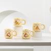 Cartoon Cute Beige Bear Ceramic Coffee Milk Cup Student Dormitory Drinking Water Cups High Appearance Level Mug Office Water Cup