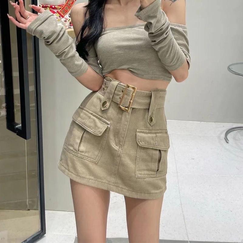 Рабочая одежда трапециевидной формы, юбка-полуюбка, новинка 2023 года, короткая юбка с несколькими карманами, брюки