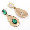 Women s Fashion Accessory Vintage Design Round Shape Drop Earrings Jewelry (Green)