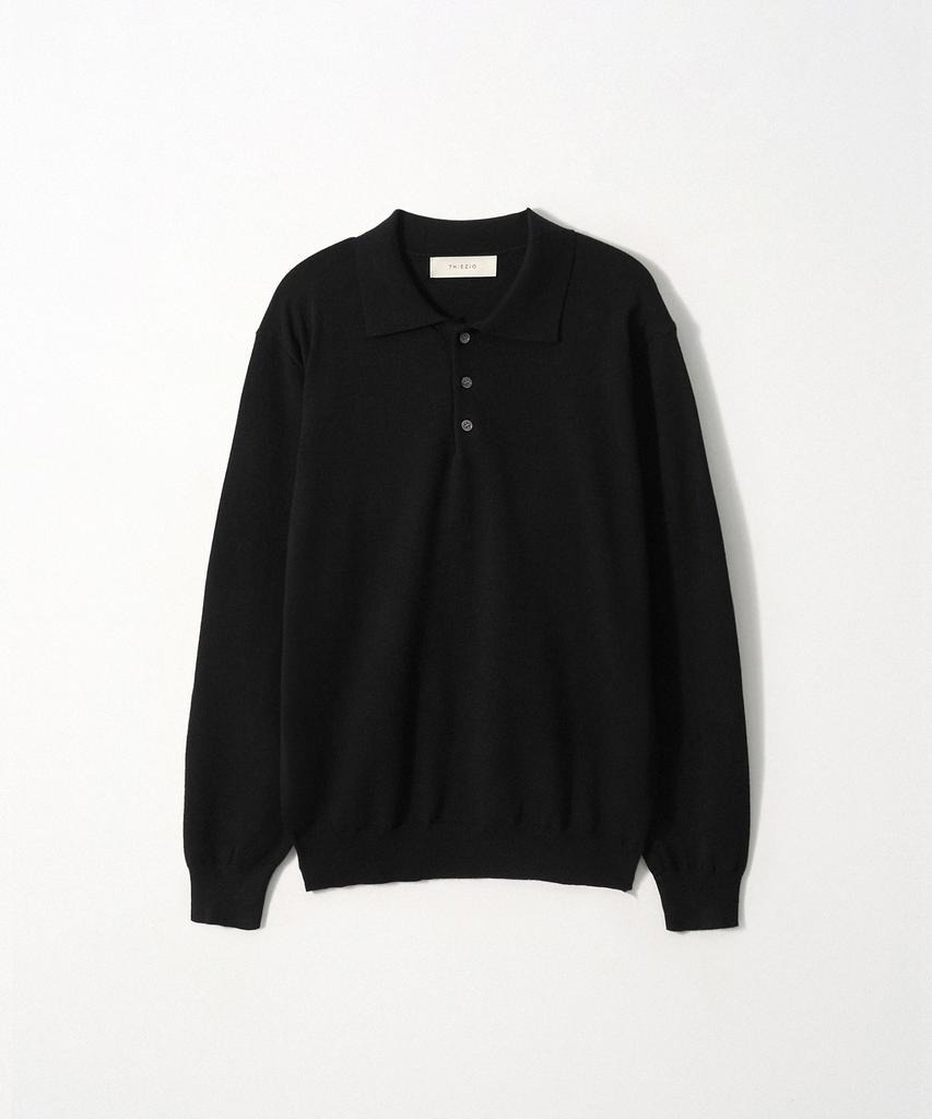 EZIO Essential Button Collar Knit_Black
