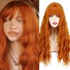 Long Wig with Bangs Water Wavy Orange Wig Synthetic Fiber Wig Women's Long Wig Cosplay/Daily/Party Wig