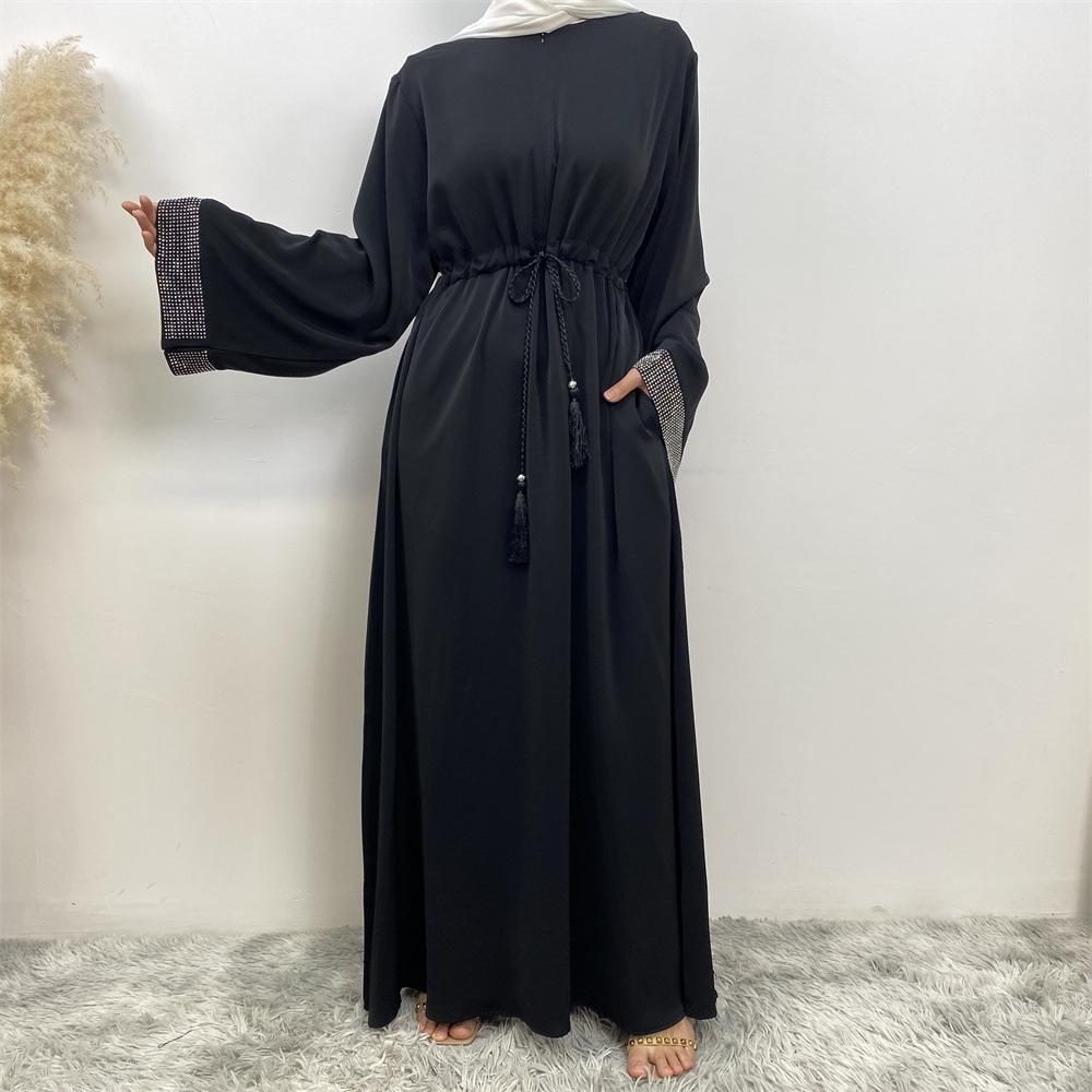 S-XXL Ближневосточная мусульманская модная женская одежда, горячее лоскутное платье со шнуровкой и карманами, длинный халат